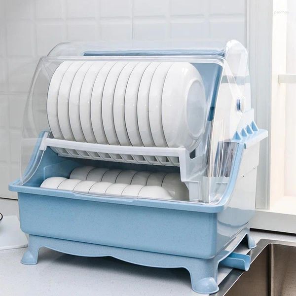 Armazenamento de cozinha aoliviya oficial talheres tigela pauzinhos prato caixa drenagem rack doméstico plástico grande dupla camada rac