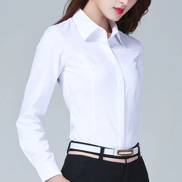 Camisa branca feminina manga comprida algodão ol blusa feminina blusas ropa de mujer 240102