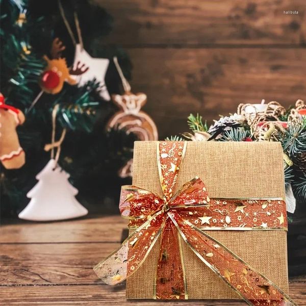 Decorazione per feste 1pc 2m Nastro abbronzante stampato Albero di Natale per confezioni regalo Deocr Forniture Costola di imballaggio