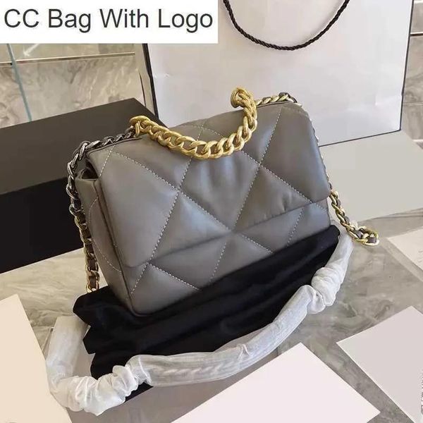 Sacos CC Bag Outros sacos 19 Series Classic Flap Bags Lambskin Couro Genuíno Acolchoado Chain Totes Crossbody Bolsa de Ombro Cinza / Preto / Bro