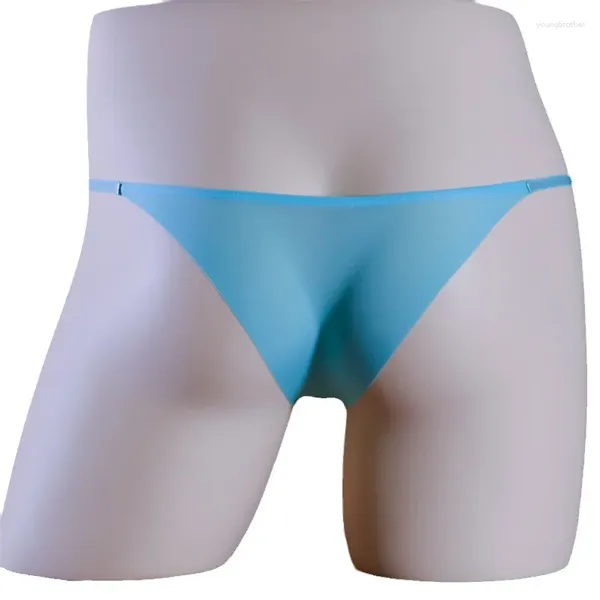 Mutande da uomo sexy perizoma bikini senza cuciture seta ghiacciata mutandine traspiranti fresche custodia lingerie slip biancheria intima traslucida ultrasottile