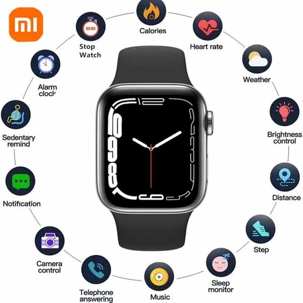 Uhren Xiaomi i7pro max NFC Smart Watch Bluetooth Call Smartwatch für Männer Frauen 1,9 Zoll Wireless Lading Custom Watch Face Heart Frequenz