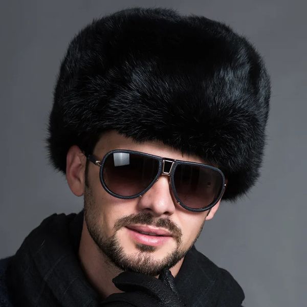 Russische Männer Warme Pelz Bomber Hüte Solide Verdicken Earflap Caps Leifeng Schnee Wärmer Winter Herbst Mode Hut 240103