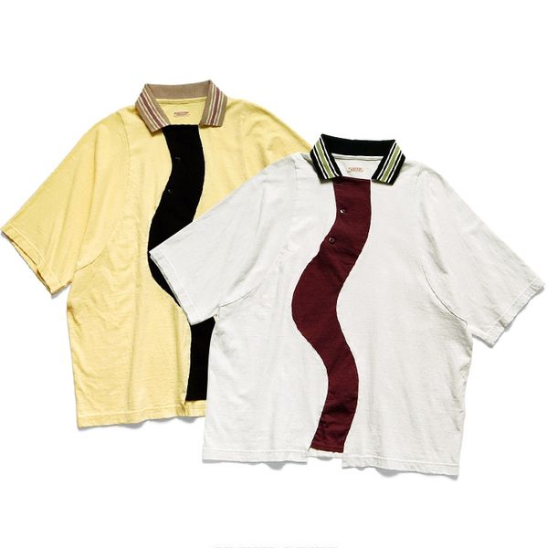 T-shirt Plus da uomo Polo T-shirt oversize in cotone Vintage maniche corte Patchwork