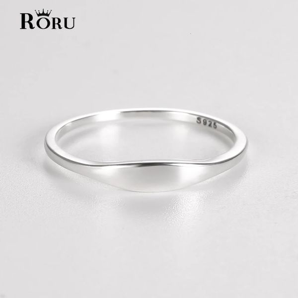 Simples 925 prata esterlina irregular brilhante rosa ouro prata cor anéis de dedo para mulheres homens aniversário jóias diárias acessórios 240102