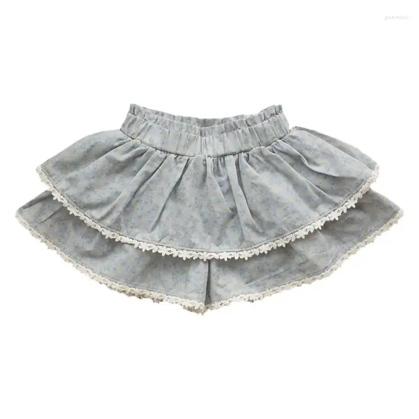 Pantaloncini estivi neonate gonna divisa floreale carino stampato vestiti per bambini principessa bambini pizzo cotone per 2-13 anni CL929