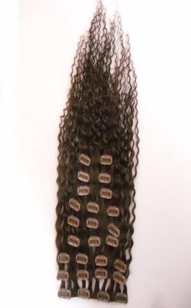 Машинное производство Remy Kinky Curly Clip In Extensions Human Hair 100G 100 Заколки для человеческих волос коричневого цвета блондинки, 9 шт. Набор 100g2558199