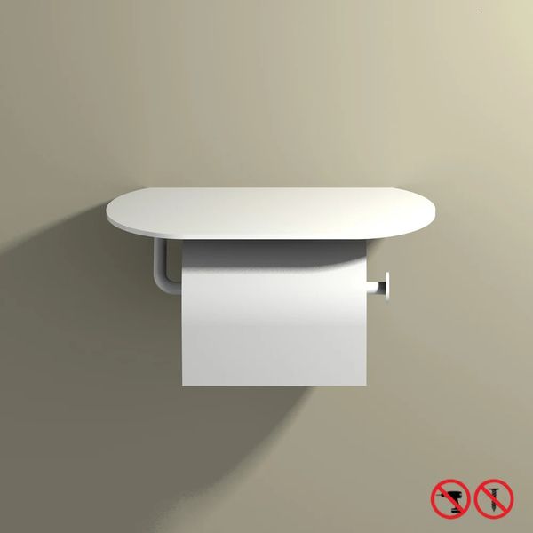 Aluminium-Papierrollenhalter, weißer Toilettenständer, Wandmontage, kostenloser Stanzaufhänger, Badezimmerzubehör 240102