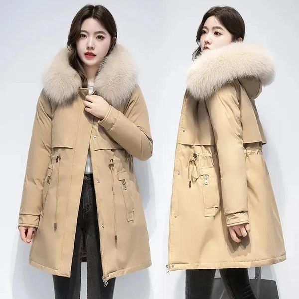 Trench da donna 2024 Parker Giacca imbottita in cotone femminile lungo stile occidentale Autunno Inverno Piumino da donna Parka Moda addensare