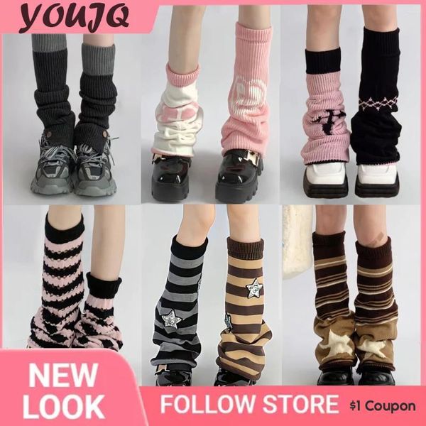 Kadın Çorap Y2K Sonbahar Kış Örgü Çizgili Çapraz Çoraplar Sıcak Korna Çorap Bacak Kapağı JK İstifleme Japon Koreli Lolita