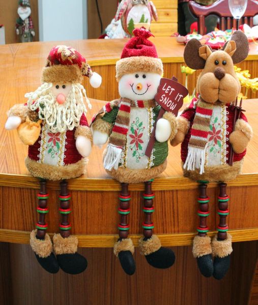 3pcsset süper sevimli Noel peluş oyuncak uzun bacak oturma Noel Baba Snowman Ren Geyiği Bebek Noel Süsleri5876828