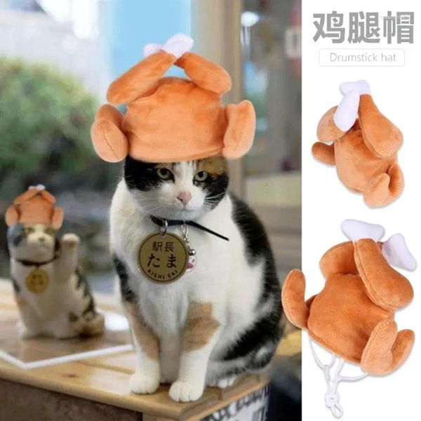 Costumi per gatti Peluche con cigolante Peluche per animali Copricapo Teddy Pollo arrosto Giocattolo da masticare resistente alla masticazione Accessori per la pulizia dei denti