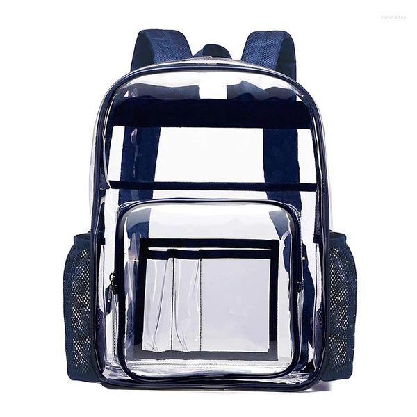 Borse da scuola Weysfor Borsa trasparente impermeabile in PVC Zaini trasparenti Zaino di grande capacità di alta qualità Solido trasparente