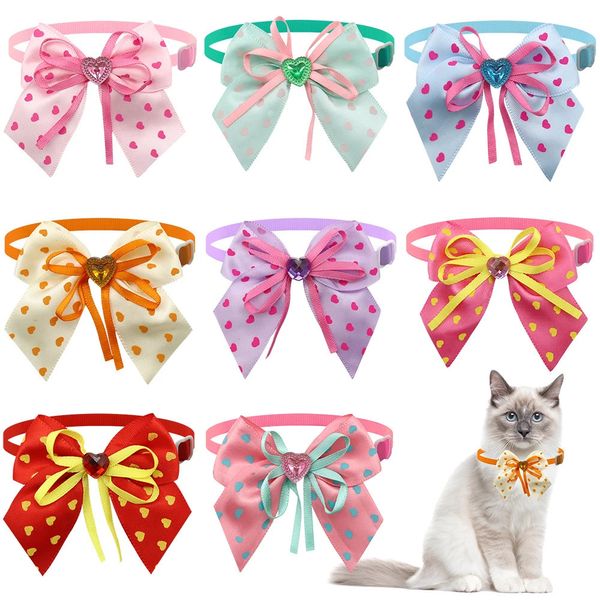 50/100 pezzi papillon per cani fiocchi per toelettatura cani gatti con cuori amorevoli prodotti per animali domestici fiocchi per cani stile san valentino per cani di piccola taglia media 240103