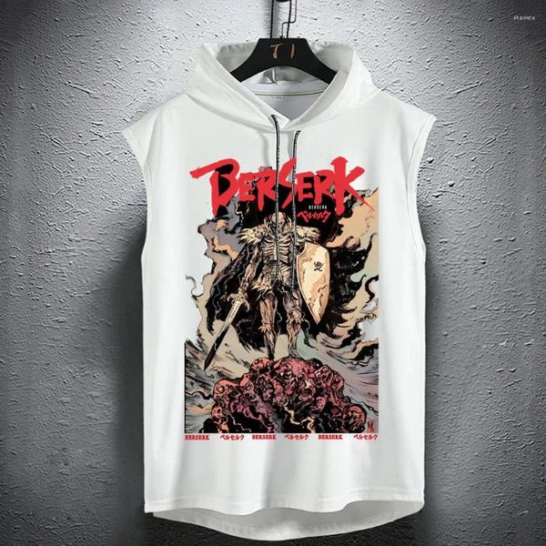 Herren Tank Tops Berserk Anime Sommer Männer Baumwolle Weste Casual Ärmel Mit Kapuze T-shirt Unisex Sportswear T Shirts Y2K Kleidung