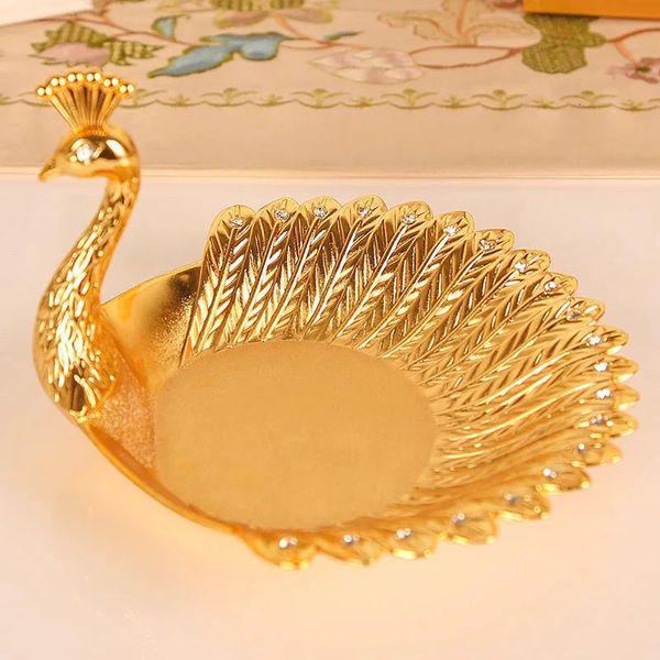 Золотая птица, ручная работа, тисненая металлическая корзина с фруктами, поднос для конфет, корзина для хранения, свадебное украшение для дома, рабочего стола 240103