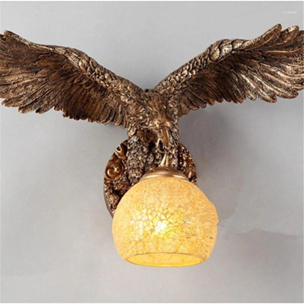 Wandleuchte China Südostasien Stil Spread The Wings Eagle Animal Luxusbeleuchtung E27 Glas Lampenschirm Home Fashion