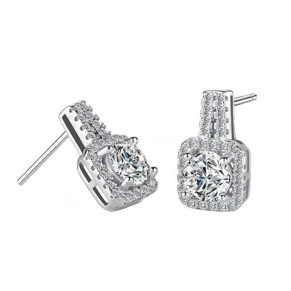 Ohrstecker 0,5 D Farbe Moissanit Ohrringe für Frauen 100% 925 Sterling Silber Princess Square Pack Einfaches Temperament Hochzeit Drop Lieferung J Dhikg