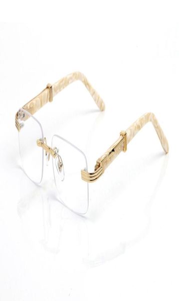 Mens Buffalo Horn Glasses Sunglasses For Women Black Brown Red Lens Waving Gold Metal White Wooden Frames Rimless Eyeglasses Lunet3261569