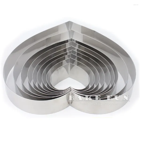 Pişirme Kalıpları 4 5 6 7 8 9 10 12 14 inç 5cm yükseklik 304 Paslanmaz Çelik Kalp Şekli Mousse Ring Kek Küfü Tiramisu Cutter DIY Fırın