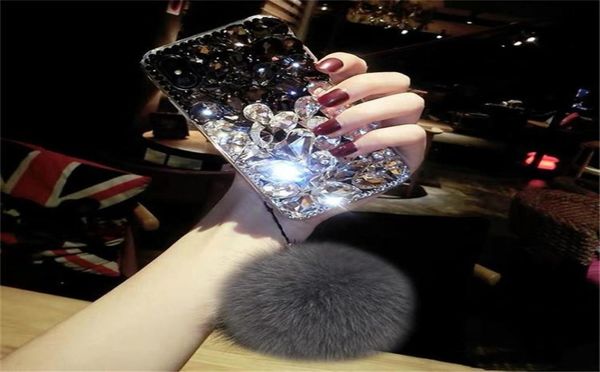 Bling Crystal Diamond Fox Fur Ball Подвеска Чехол для Iphone 1112 Pro Max XS Max XR X 8 7 6S Plus Samsung Galaxy Note 910 S82185264