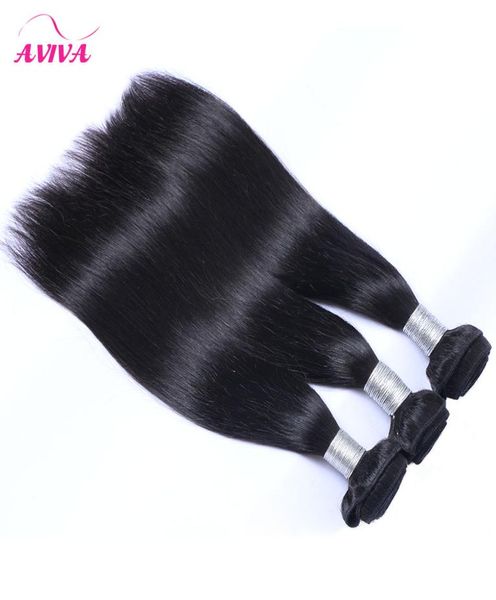 Peruano em linha reta virgem tecer cabelo humano pacotes não transformados peruano remy extensões de cabelo humano natural preto duplo tramas pode b8371175