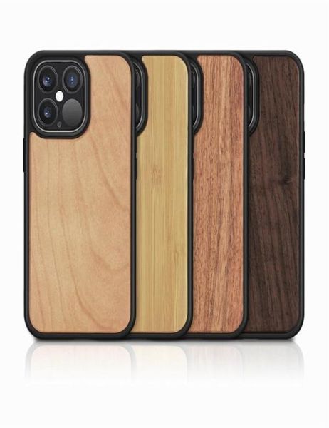 Holz-Handy-Abdeckungsfälle echte Bambus-Holz-Hülle Back-Cover-Shell mit TPU stoßfest für iPhone 14 13 12 11 Pro Max X XS XR M7930781