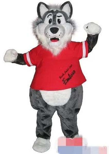 Costumi Costume personalizzato della mascotte del lupo spedizione gratuita camicia a strisce bianca e verde +LOGO
