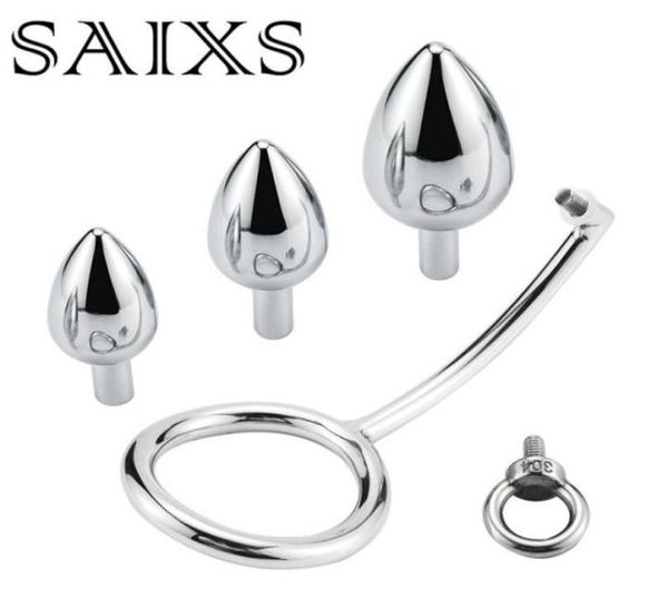 Metallo Anal Hook plug anale espansione anale Cock ring Lock anello del pene giocattoli del sesso5831696