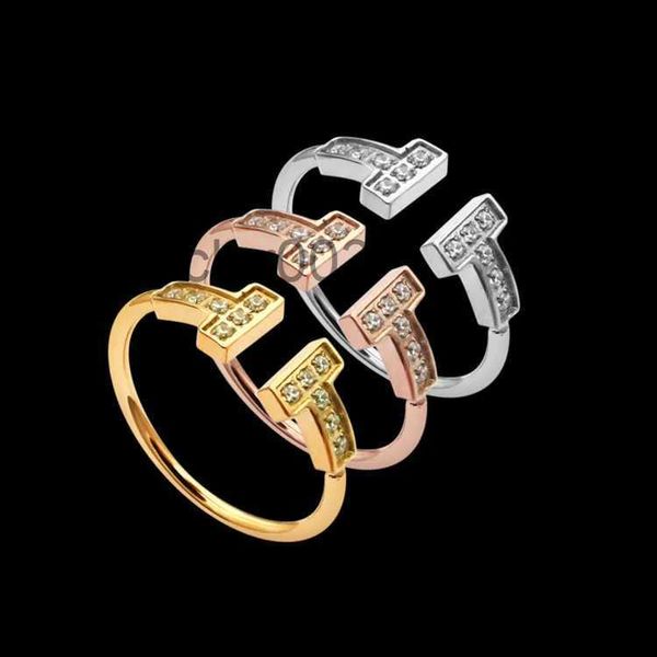 Regalo di lusso Anello d'amore per donna Anelli di fidanzamento firmati Lettera t Gioielli da sposa con diamanti di marca Donna con scatola DJDC