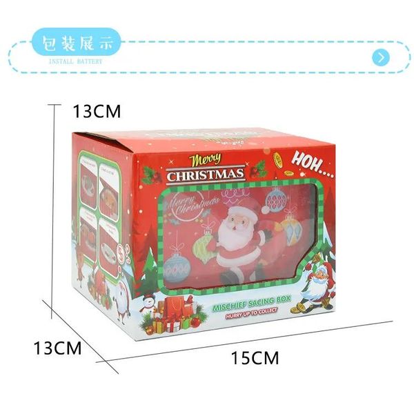 Suprimentos presente de natal música elétrica criativa pegar dinheiro roubar dinheiro santa piggy bank crianças desenhos animados brinquedos novidade