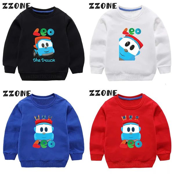 Kinder Sweatshirts Leo The Truck Tv Show Niedliche Cartoon Kinder Hoodies Baby Pullover Outwear Tops Frühling Herbst Mädchen Jungen Kleidung 240103