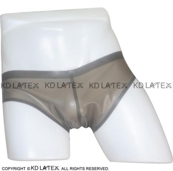 Transparente roxo sexy látex briefs de borracha shorts cuecas calças bottoms calcinha 00409248215