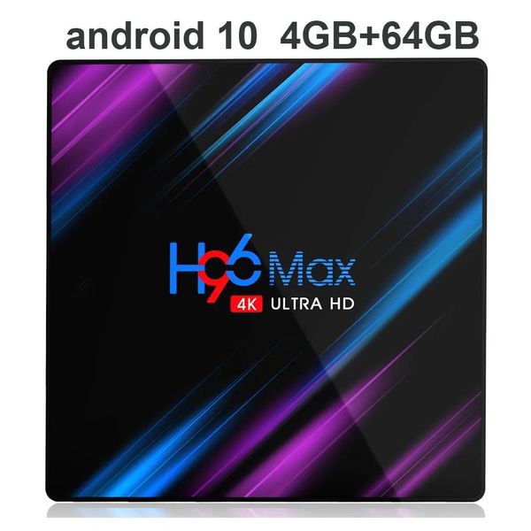 Box H96 Max Android 10 TV Box 4 GB 64 GB RK3318 2.4G 5G Dual Brand wifi BT4.0 4k Set Top lettore multimediale streaming