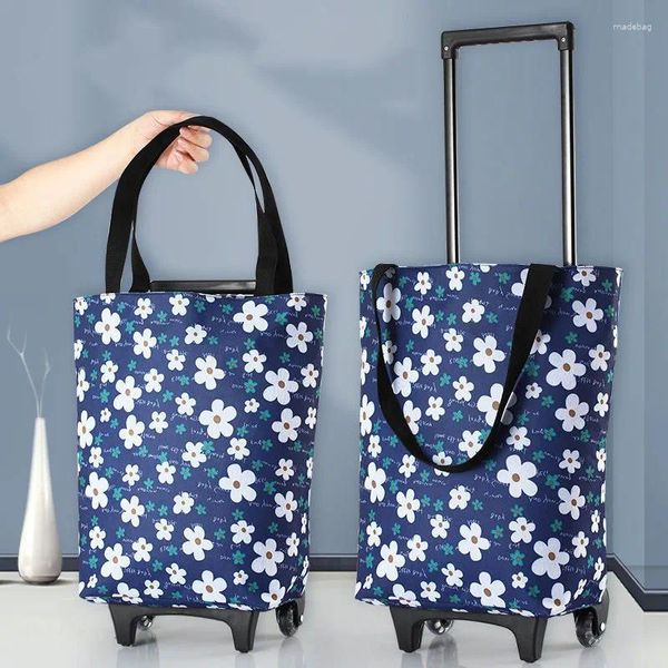 Koffer Tragbare faltbare Einkaufstasche Damen Big Pull Cart Taschen für Organizer Kaufen Sie Gemüsetrolley auf Rädern auf dem Markt