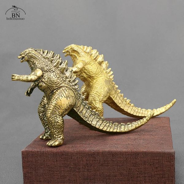 Estatuetas de dinossauro monstro de latão pesado, miniaturas, acessórios de decoração para casa, sala de estar, ornamento de mesa, estátua de animal, artesanato 240103