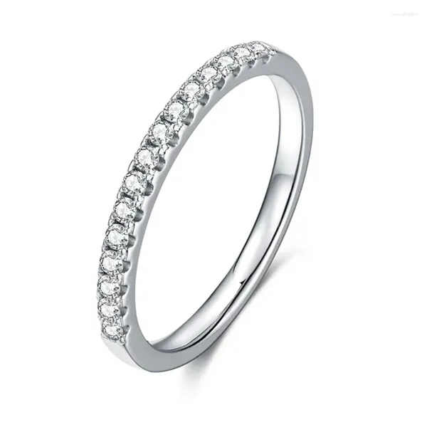 Clusterringe Halbe Ewigkeit Moissanit Bandring Sterling 925 Silber Verlobungstag für Frauen Hochzeit Schmuck