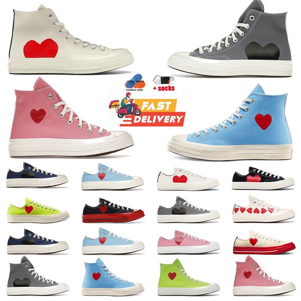 2024 OG Original Vintage Commes Des Garcons X 1970er Jahre Canvas Schuhe Designer Damen Herren All Star Classic 70 Chucks Taylors Low Multi-Heart Flache Trainer Sport Sneakers