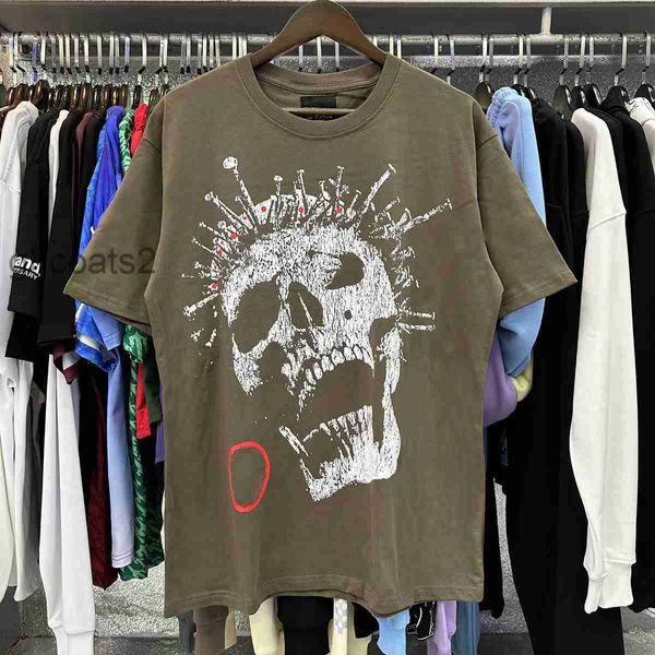 Hellstar Erkekler T-Shirt Yüksek kaliteli artı boyutlu gömlek tasarımcısı gömlek yaz gündelik moda çift pamuklu kadın kısa kollu up2m