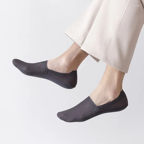 Männer Socken Sommer Eis Seide Boot Für Männer Frauen Silikon Non-slip Slipper Atmungsaktive Unsichtbare Mesh Kurze Socke niedrigen Knöchel