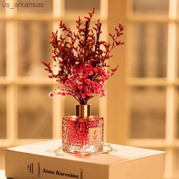 Difusor de aroma de flor seco de incenso para o hotel em casa garrafa de vidro de vidro Reed Reed Reed Perfume Glass Reed Reed Difuser Set Fragrância Home L23052