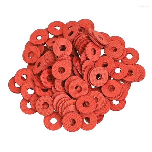 Computer Coolings 100 Stück roter flacher Ring, isolierende Faser-Schraubscheiben, Stahl-Papier-Dichtungsscheibe