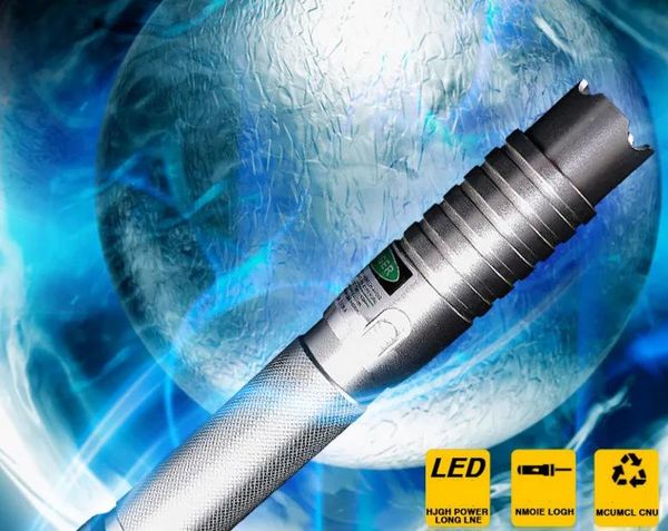 Puntatori Puntatore laser verde Super 532nm Forma torcia Puntatore laser portatile grande Lazer 15000m con cappucci Potente