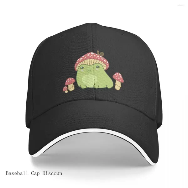 Cappellini da baseball Kawaii Frog con cappello di funghi Toadstool e lumaca - Cottagecore Aesthetic Forg Amanita Muscaria Lover Edgy Kidc Berretto da baseball