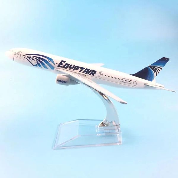 Puzzle Puzzle 3D 16 cm Modello di aereo in lega metallica EGITTO Air Airways Boeing 777 B777 Airlines Aereo con supporto Giocattoli aerei per bambini Gif