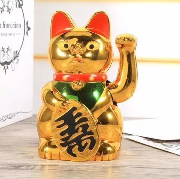 Artesanato chinês sorte gato riqueza acenando gato ouro acenando mão fengshui sorte maneki neko bonito decoração de casa bem-vindo acenando gato atacado