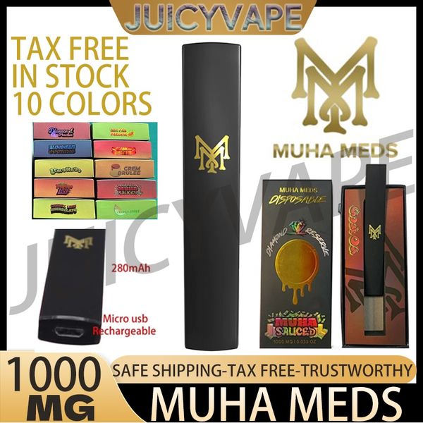 Venda por atacado igual a Muha Meds Caneta Vape Vazia Descartável Cigarros Descartáveis 1.0Ml Bobina Cerâmica Pod 280mAh Bateria Recarregável Vapes Kit vs Packwoods Dabwoods Juntz