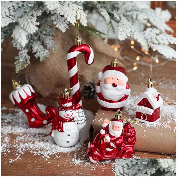 Decorazioni natalizie Gelato Pupazzo di neve Casa Stella a cinque punte Stampella Combinazione Decorazione appesa Albero per bambini Consegna a goccia H Dhcld