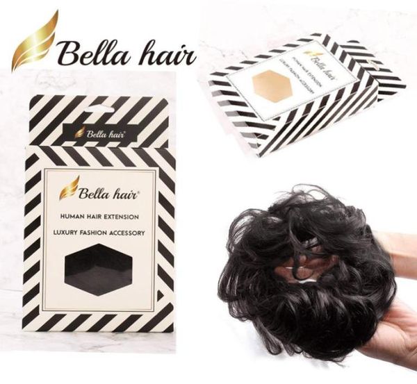 Bellahair 100 Echthaar-Scrunchie-Dutt-Haarteil, gewelltes, lockiges Haar, Pferdeschwanz-Haarverlängerungen, Donut-Haar-Chignons, 1b48273060si2877691