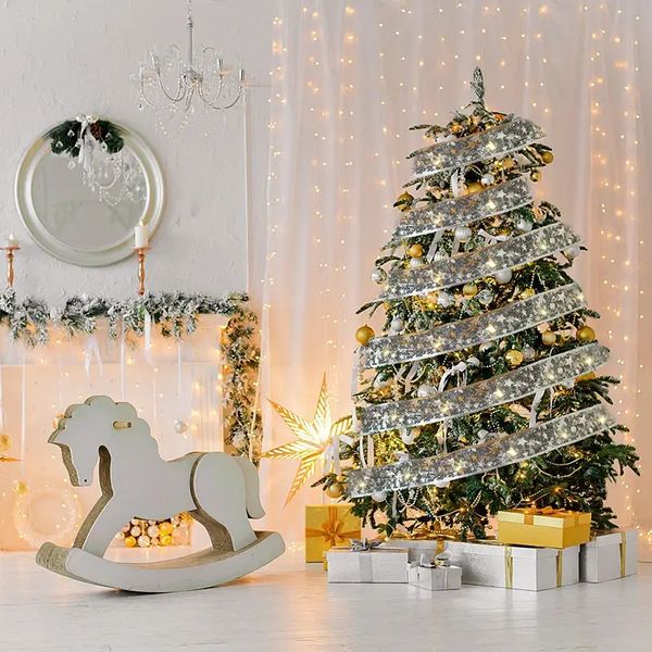 1pz Luci Della Stringa Del Nastro Dell'albero Di Natale, 20 LED Luci A LED Alimentate A Batteria Per L'albero Di Natale Decorazioni Natalizie Per Interni Ed Esterni, Albero Di Natale Per Matrimoni Per Feste